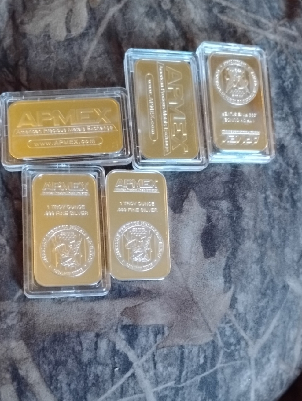 APMEX Silver Billon Bars - 1 Troy Ounce (Set of 5)